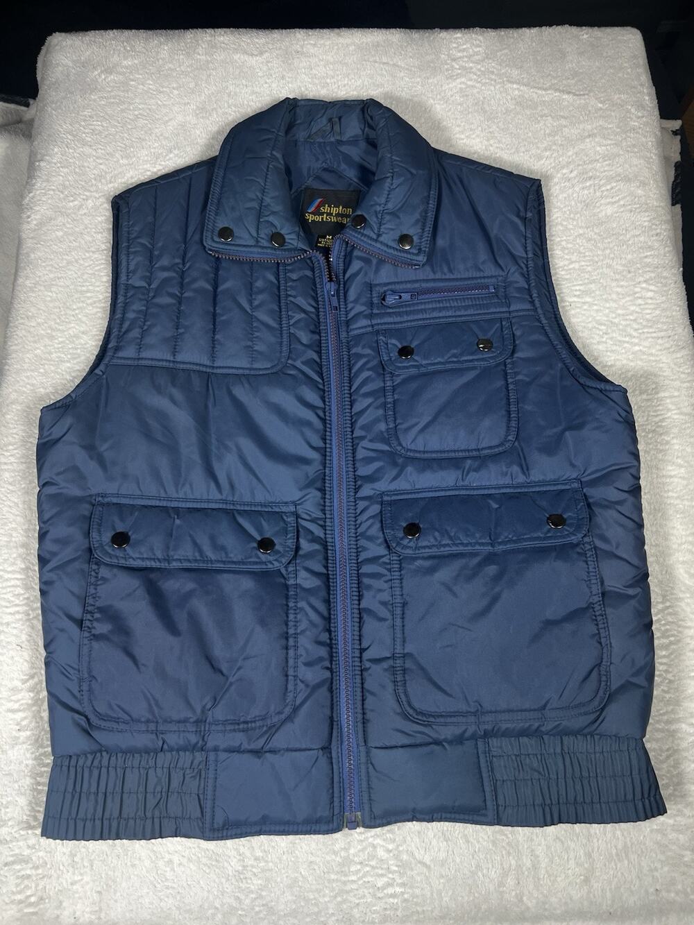 Shipton Sportswear Bubble Vest Womens Medium Blue Full Zip Sleeveless Jacket